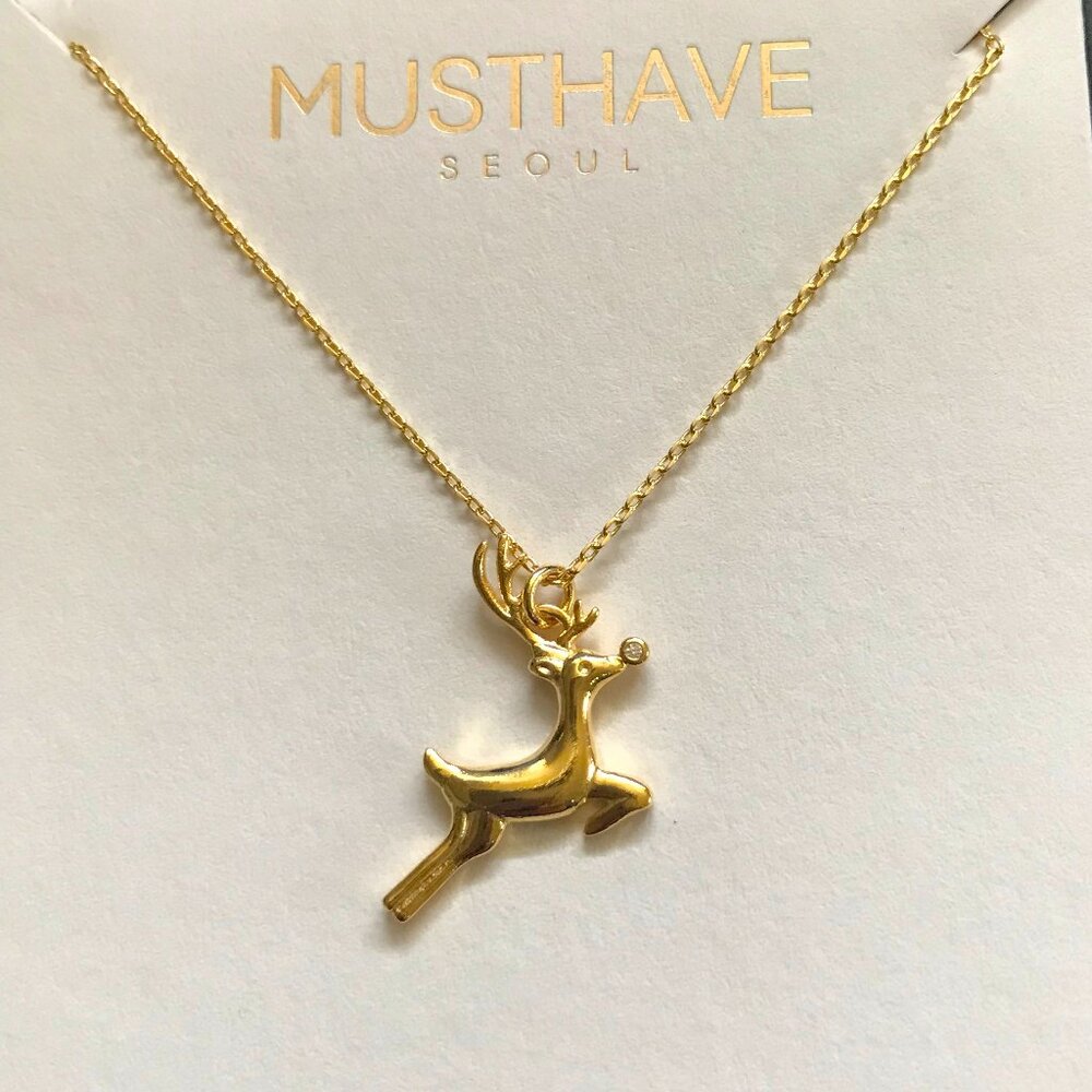 MUSTHAVE Gold Plated Reindeer Pendant Short Necklace